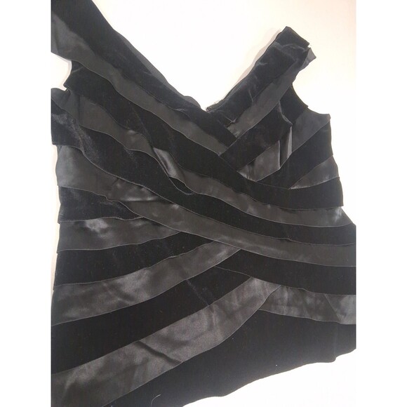 Vtg Y2K Tadashi Shoji Black Sleeveless Velvet Silk Top Size 16 NWT plus Formal - Picture 2 of 8